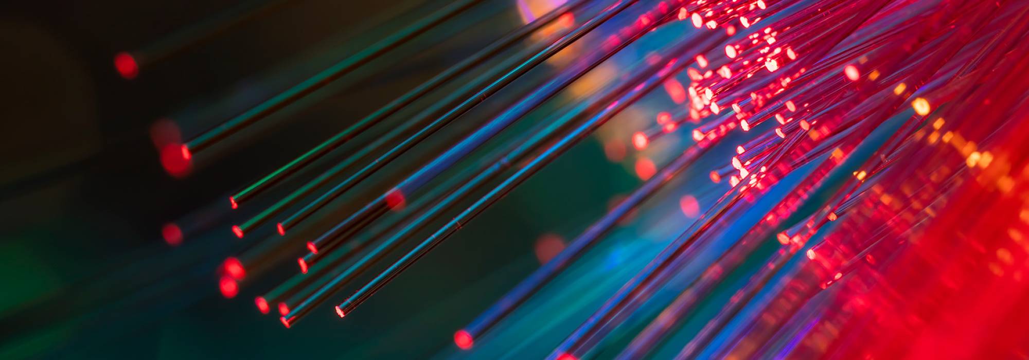 Colourful fibre optic lights in red and blue